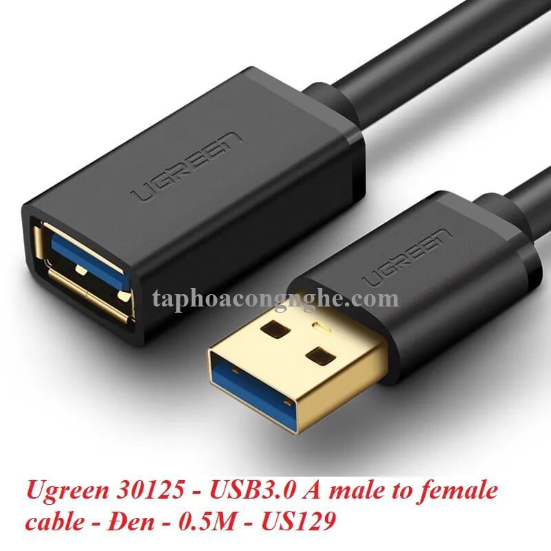 Ugreen 30125 0.5M màu Đen Cáp tín hiệu nối dài USB 3.0 cao cấp US129 30030125